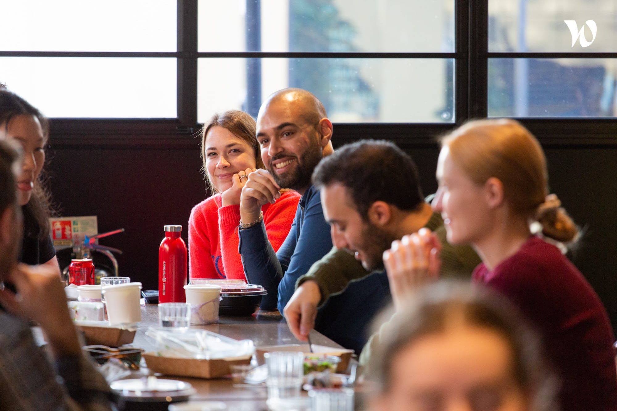 Stuart employees in the cafeteria